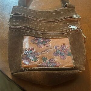 Chic Brown and Tan Floral Crossbody Bag from Costa Rica